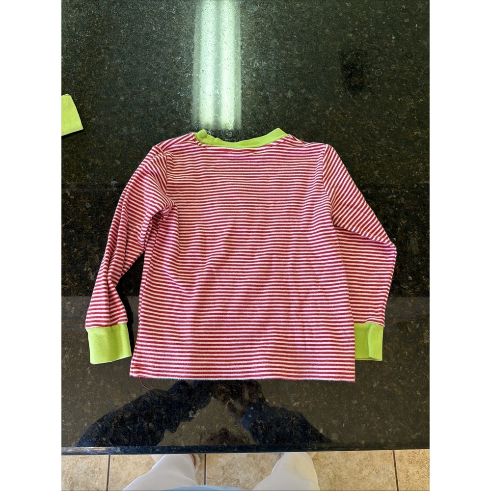 Kids Red & White Stripe Pajama Set with Green Trim - Picture 7 of 7